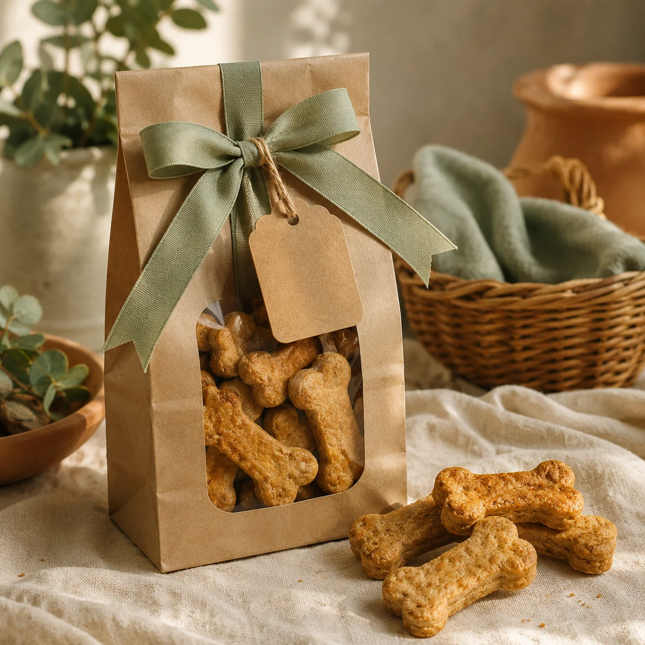 Saco de biscoitos caseiros para cão